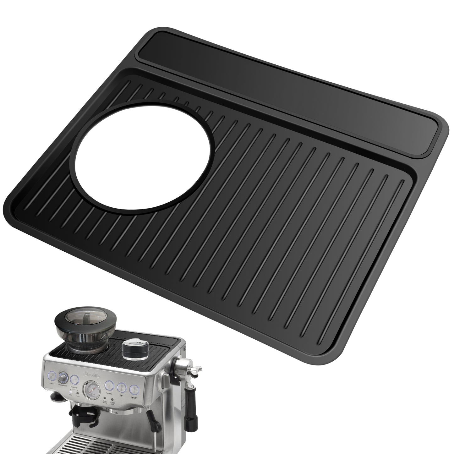 Tamping Mat for Breville 870/880, Espresso Tamper Mat, Food Grade Silicone Non-Slip, 11in x 9.25in, Waterproof Heat Resistant, Espresso Tamping Station for Espresso Machine Barista Accessories