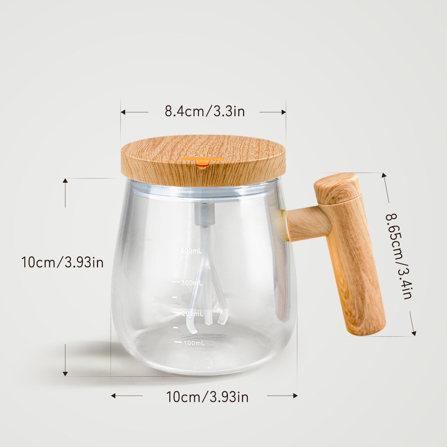 NOTSEK Self Stirring Mug, USB Rechargeable Self Stirring Coffee Mug, 400ML High Borosilicate Glass Self Stirring Cup with 2 Mixing Rods, Automatic Stirring Cup with Lid for Milk, Protein, Matcha