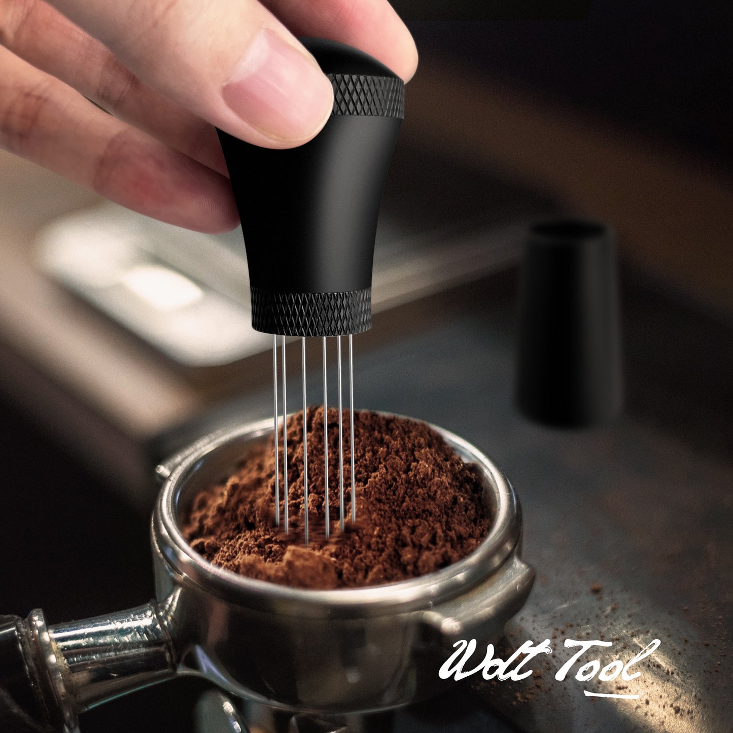 NOTSEK WDT Tool, Espresso Distribution Tool with Handle, 10 Needles 0.3mm WDT Tool Espresso for Barista, Stainless Steel Espresso Coffee Stirrer with Aluminum Alloy Handle (Black)