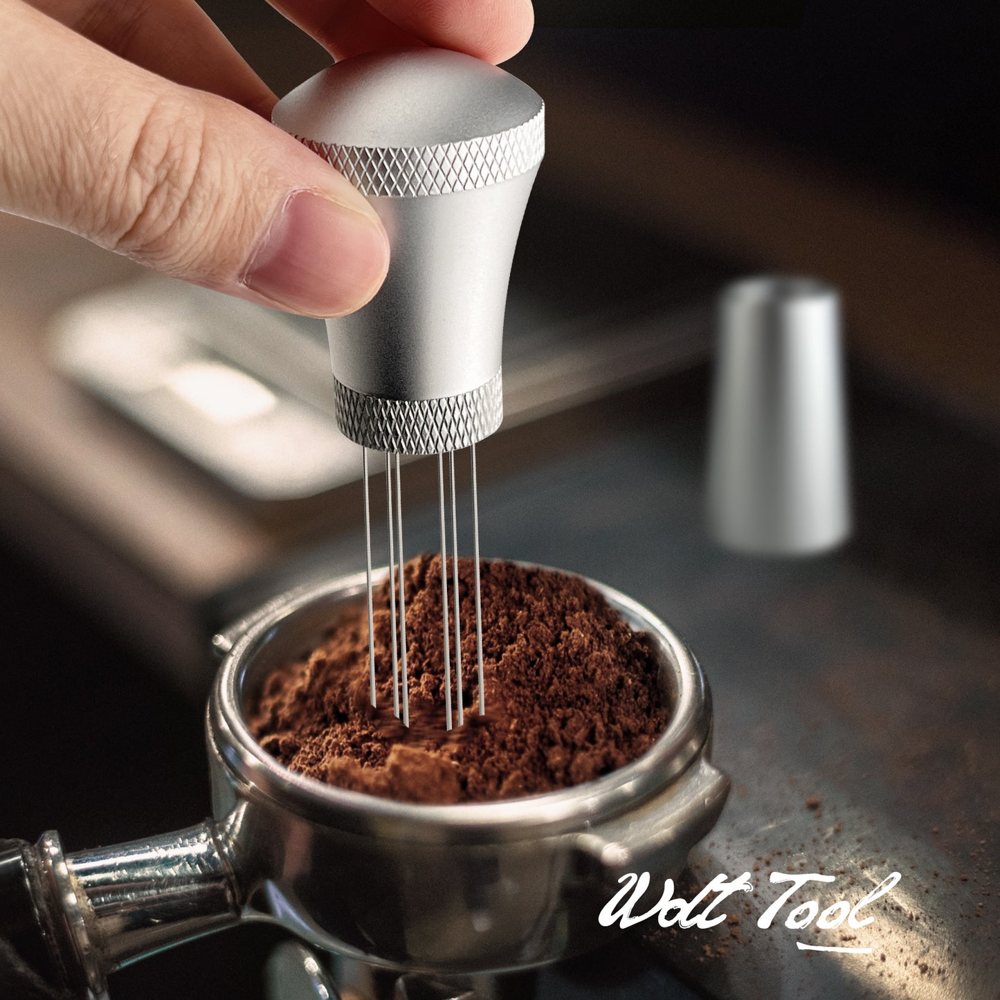 NOTSEK WDT Tool, Espresso Distribution Tool with Handle, 10 Needles 0.3mm WDT Tool Espresso for Barista, Stainless Steel Espresso Coffee Stirrer with Aluminum Alloy Handle (Silver)