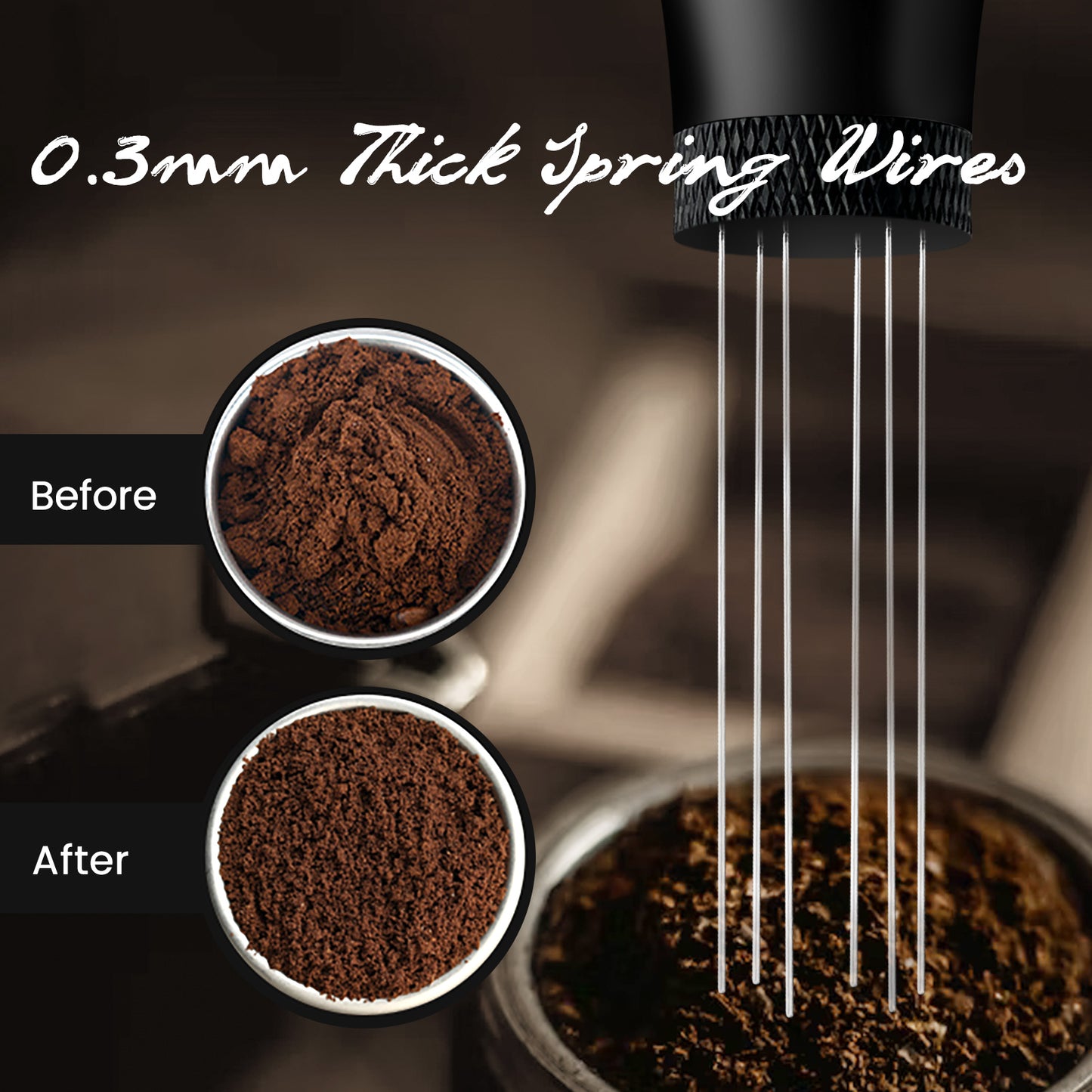 NOTSEK WDT Tool, Espresso Distribution Tool with Handle, 10 Needles 0.3mm WDT Tool Espresso for Barista, Stainless Steel Espresso Coffee Stirrer with Aluminum Alloy Handle (Black)