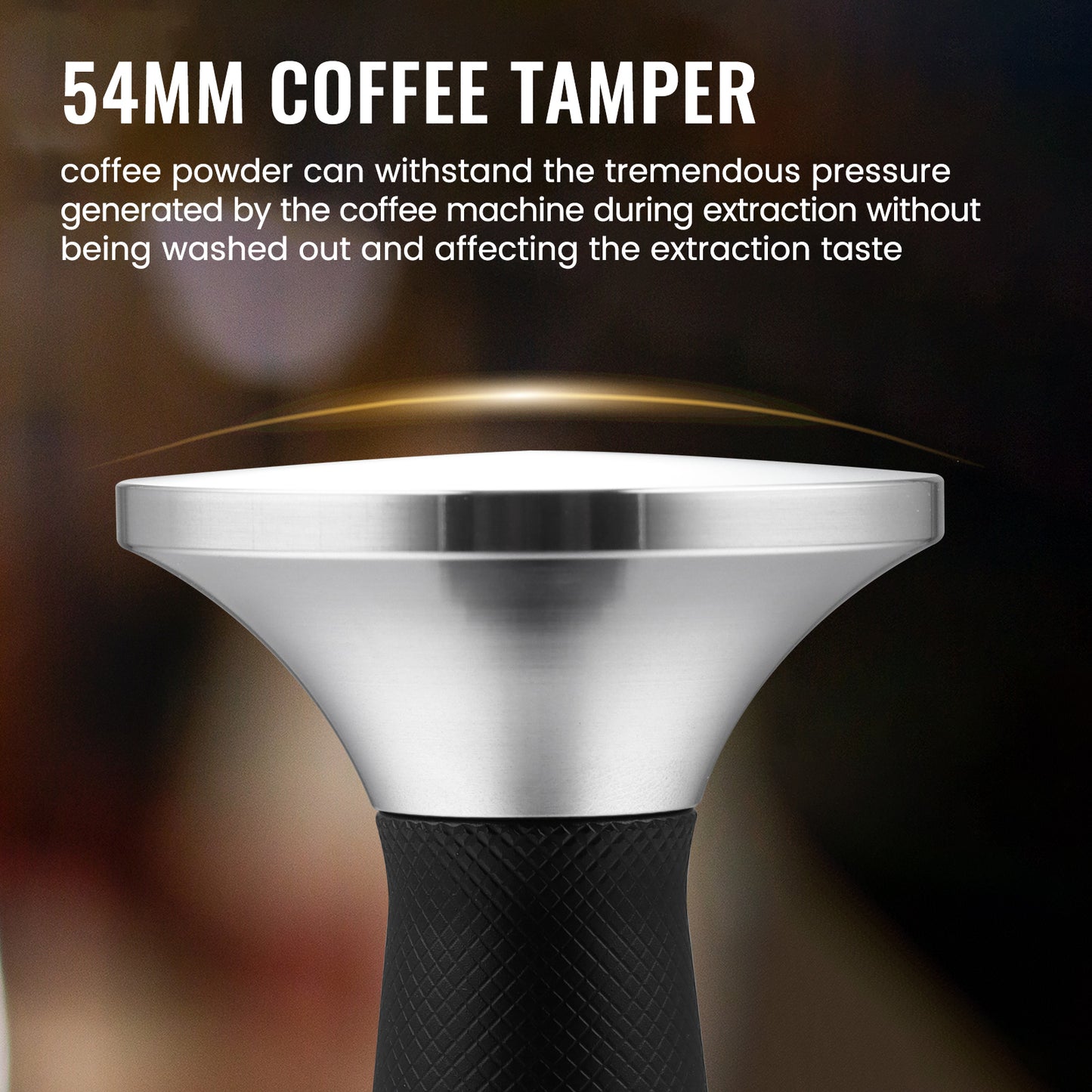 2 in 1 53.3mm Espresso Tamper & WDT Tool, Coffee Tamper with Espresso Stirrer, Convex Curved Base, Stainless Steel, Espresso Presser Tool, Tamper for Breville Espresso Machine (Black)
