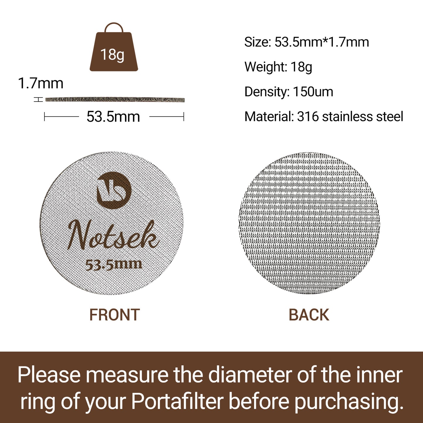 Puck Screen 54mm for Breville, Espresso Puck Screen for 54mm Portafilter with Acrylic Storage Box, Resuable 1.7mm Thickness 150μm, 316L Stainless Steel Filter Screen for Breville Barista Espress