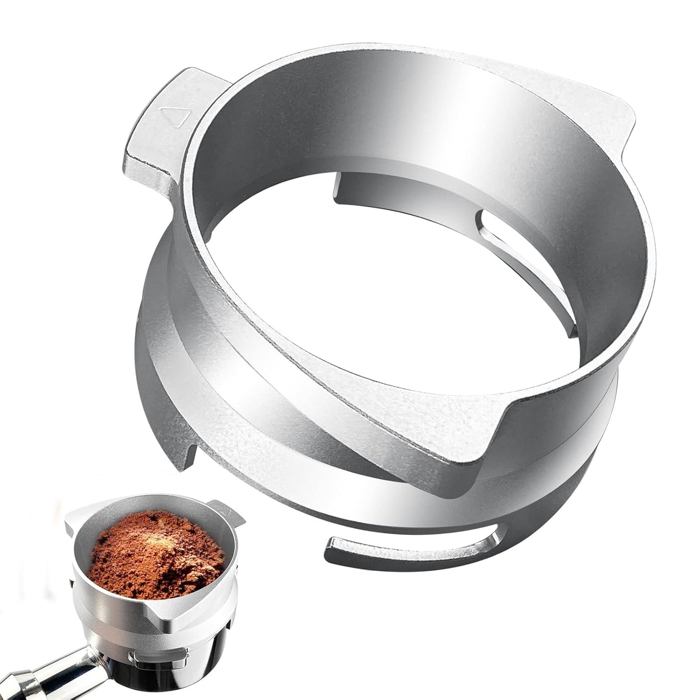 54mm Dosing Funnel, Portafilter Funnel for 54mm Portafilters, Espresso Dosing Funnel for Sage Breville Barista Express/Pro, Stainless Steel, Hands Free
