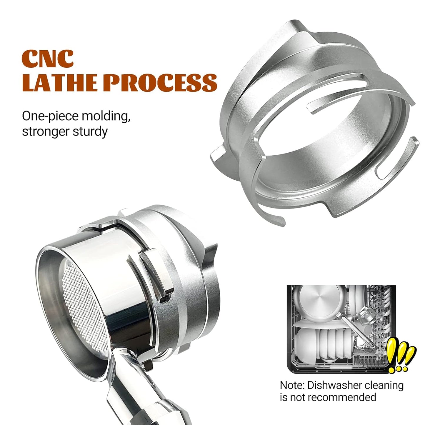 54mm Dosing Funnel, Portafilter Funnel for 54mm Portafilters, Espresso Dosing Funnel for Sage Breville Barista Express/Pro, Stainless Steel, Hands Free