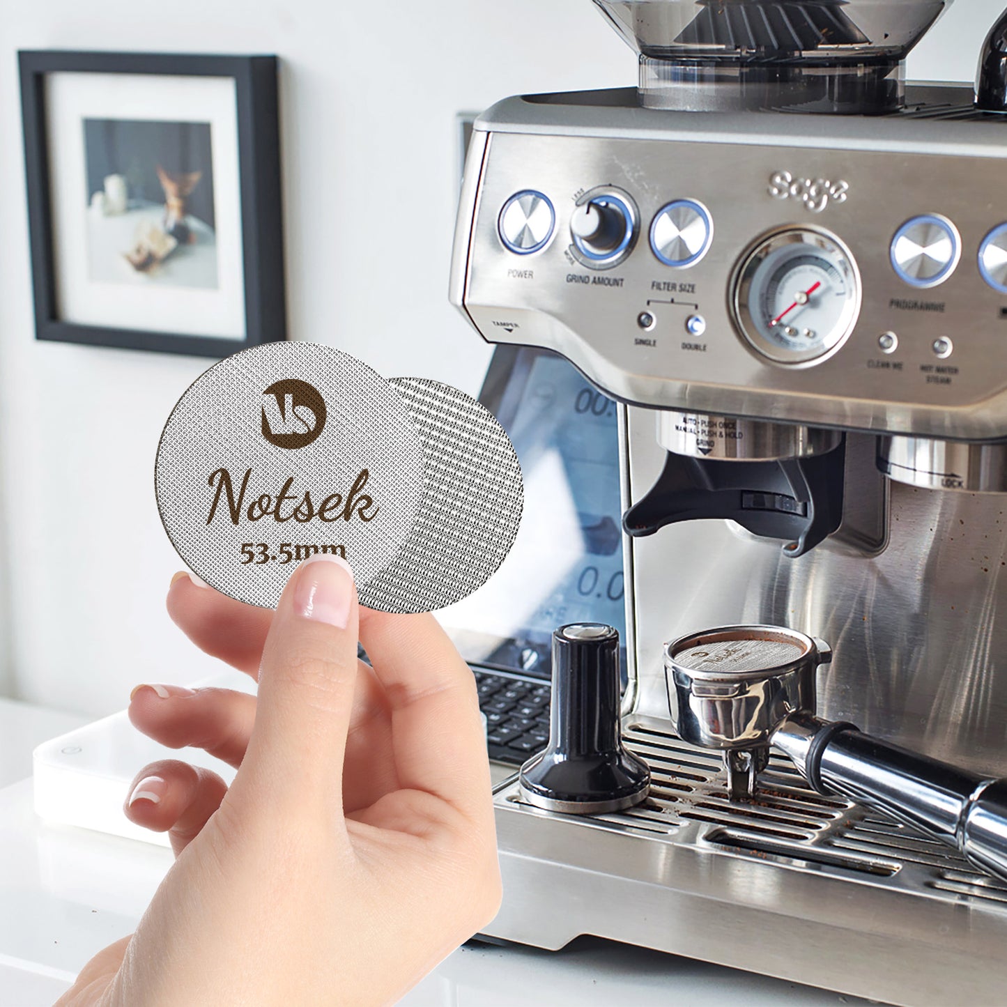 Puck Screen 54mm for Breville, Espresso Puck Screen for 54mm Portafilter with Acrylic Storage Box, Resuable 1.7mm Thickness 150μm, 316L Stainless Steel Filter Screen for Breville Barista Espress