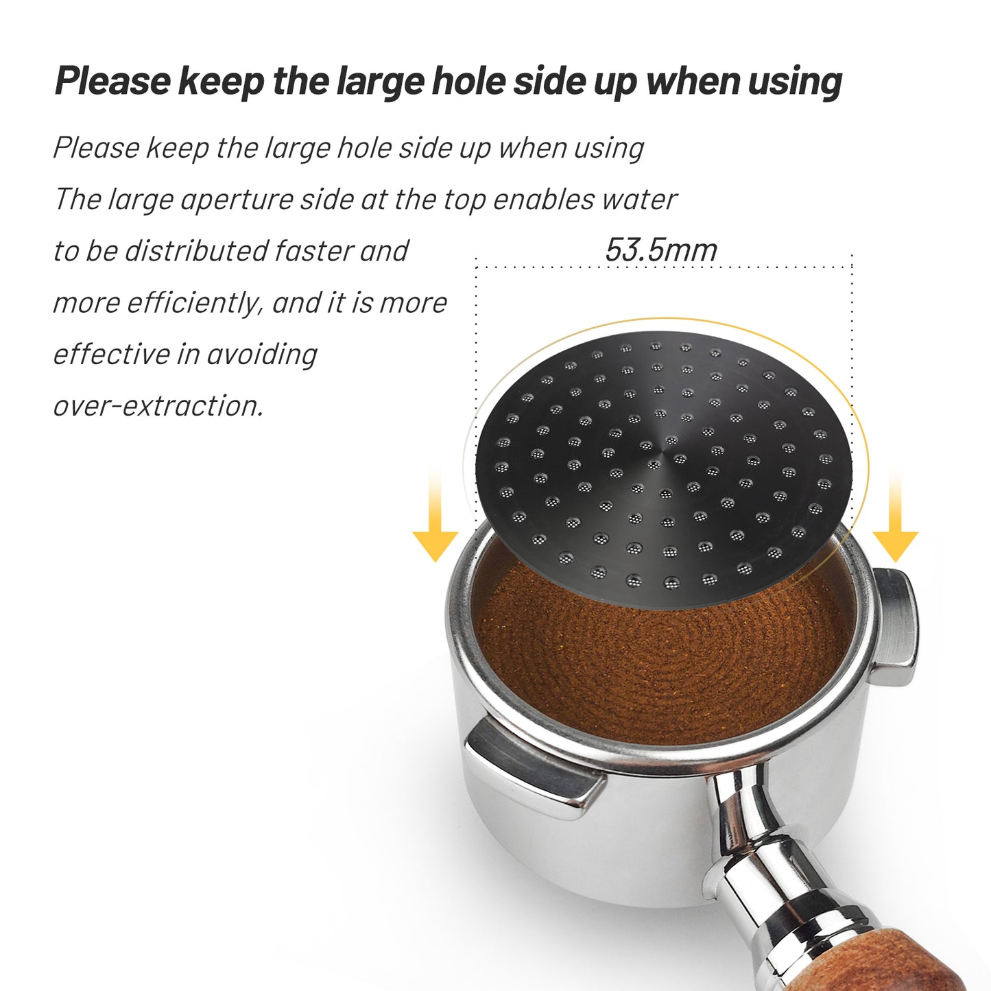 NOTSEK 53.5mm Espresso Puck Screen, 0.8mm Thickness Espresso Filter Screen with Titanium Coating, 304 Stainless Steel Coffee Puck Screen for 54mm Portafilter Basket (Black)