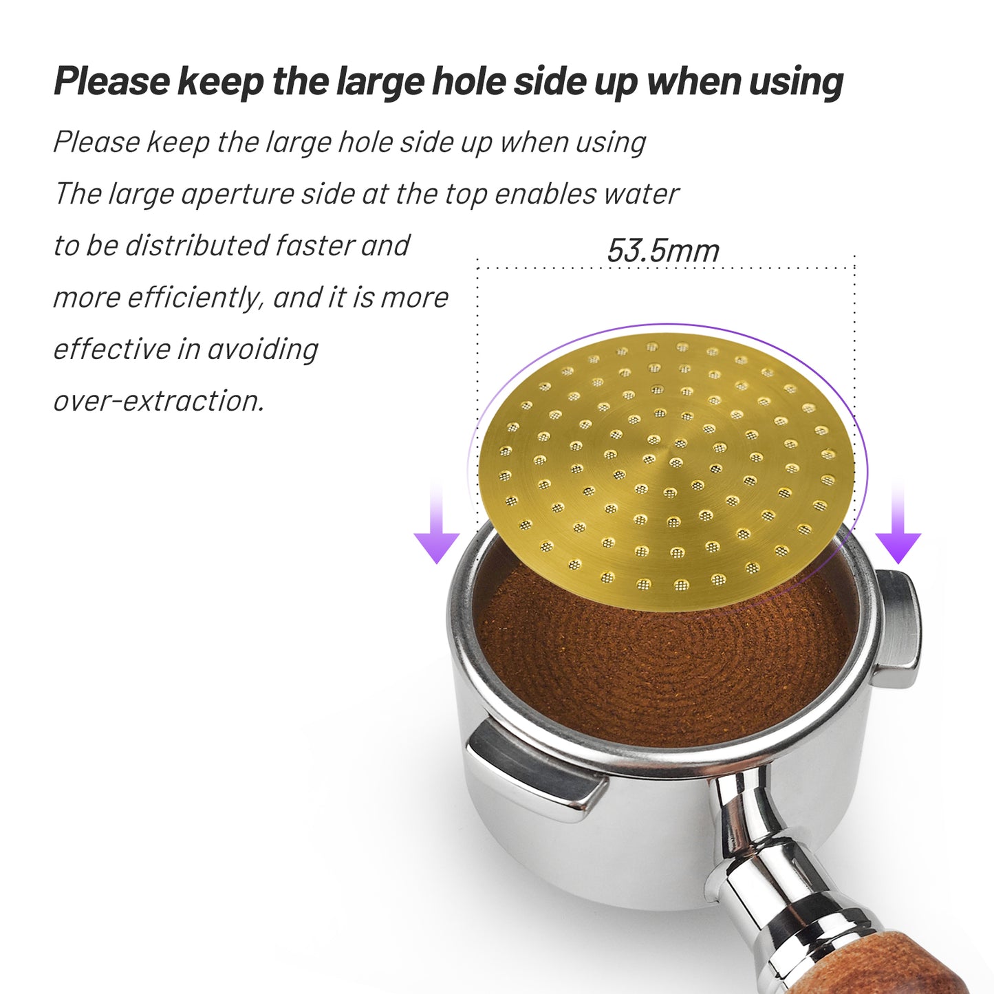 NOTSEK 53.5mm Espresso Puck Screen, 0.8mm Thickness Espresso Filter Screen with Titanium Coating, 304 Stainless Steel Coffee Puck Screen for 54mm Portafilter Basket (Gold)