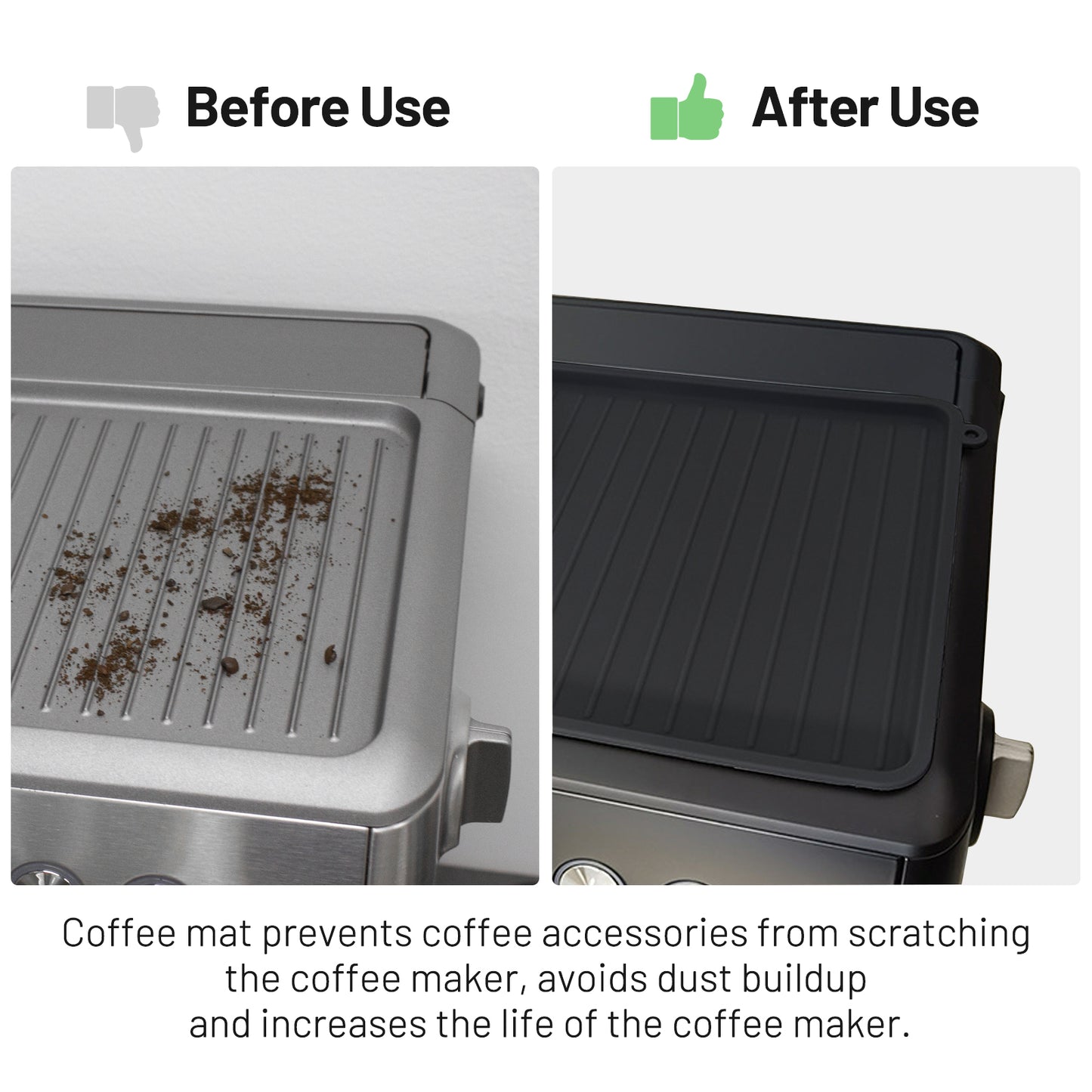 Coffee Mat for Breville 876, Espresso Tamper Mat, Food Grade Silicone Non-Slip, 10.83in x 7.48in, Waterproof Heat Resistant, Espresso Tamping Station for Espresso Machine Barista Accessories (Black)