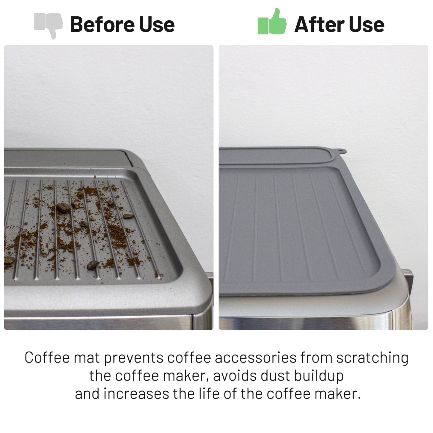Coffee Mat for Breville 878/881, Espresso Tamper Mat, Food Grade Silicone Non-Slip, 11.42in x 9.53in, Waterproof Heat Resistant, Espresso Tamping Station for Espresso Machine Accessories (Grey)