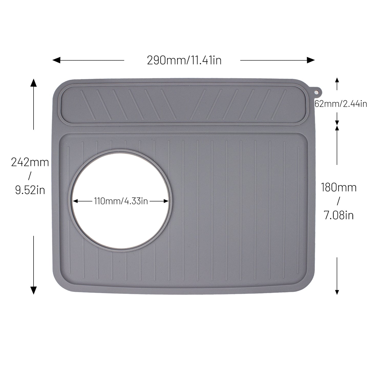 Coffee Mat for Breville 878/881, Espresso Tamper Mat, Food Grade Silicone Non-Slip, 11.42in x 9.53in, Waterproof Heat Resistant, Espresso Tamping Station for Espresso Machine Accessories (Grey)