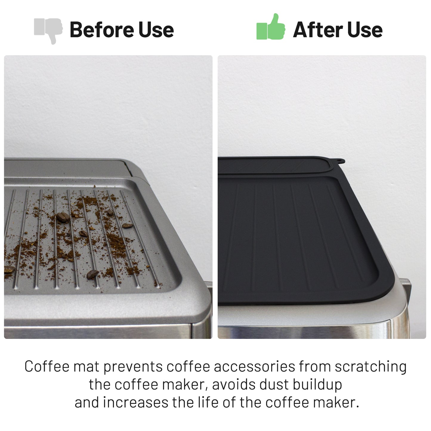 Coffee Mat for Breville 878/881, Espresso Tamper Mat, Food Grade Silicone Non-Slip, 11.42in x 9.53in, Waterproof Heat Resistant, Espresso Tamping Station for Espresso Machine Accessories (Black)