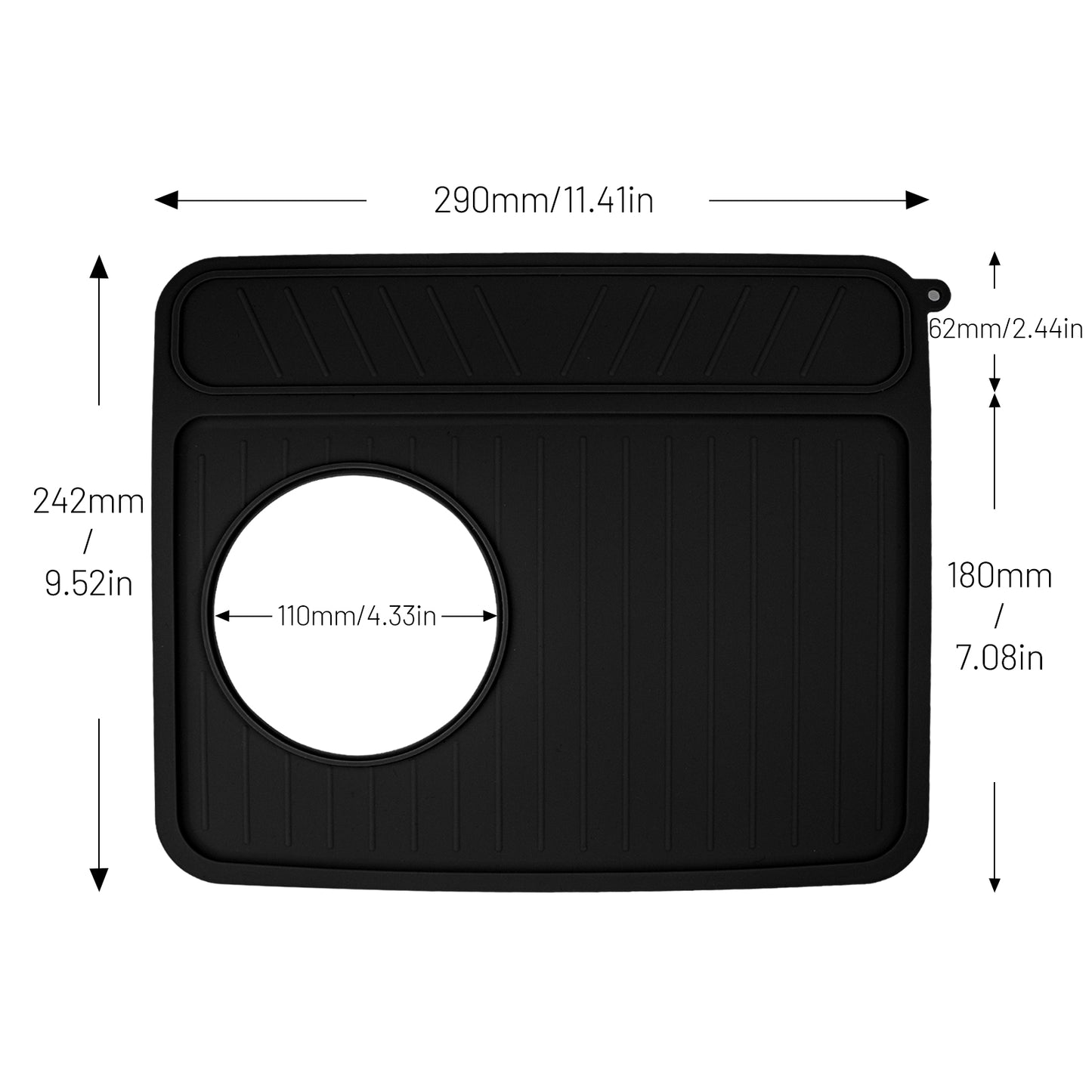 Coffee Mat for Breville 878/881, Espresso Tamper Mat, Food Grade Silicone Non-Slip, 11.42in x 9.53in, Waterproof Heat Resistant, Espresso Tamping Station for Espresso Machine Accessories (Black)