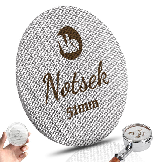 NOTSEK 51mm Puck Screen, Espresso Puck Screen for 51mm Portafilter with Acrylic Storage Box, Resuable 1.7mm Thick 150μm, 316L Stainless Steel, Coffee Filter Screen Mesh for Breville Espresso Machine