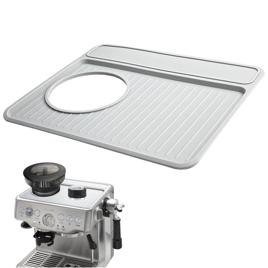 Tamping Mat for Breville 870/880, Espresso Tamper Mat, Food Grade Silicone Non-Slip, 11in x 9.25in, Waterproof Heat Resistant, Espresso Tamping Station for Espresso Machine Barista Accessories (Grey)