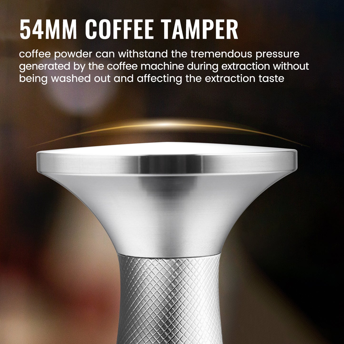 2 in 1 53.3mm Espresso Tamper & WDT Tool, Coffee Tamper with Espresso Stirrer, Convex Curved Base, Stainless Steel, Espresso Presser Tool, Tamper for Breville Espresso Machine (Silver)