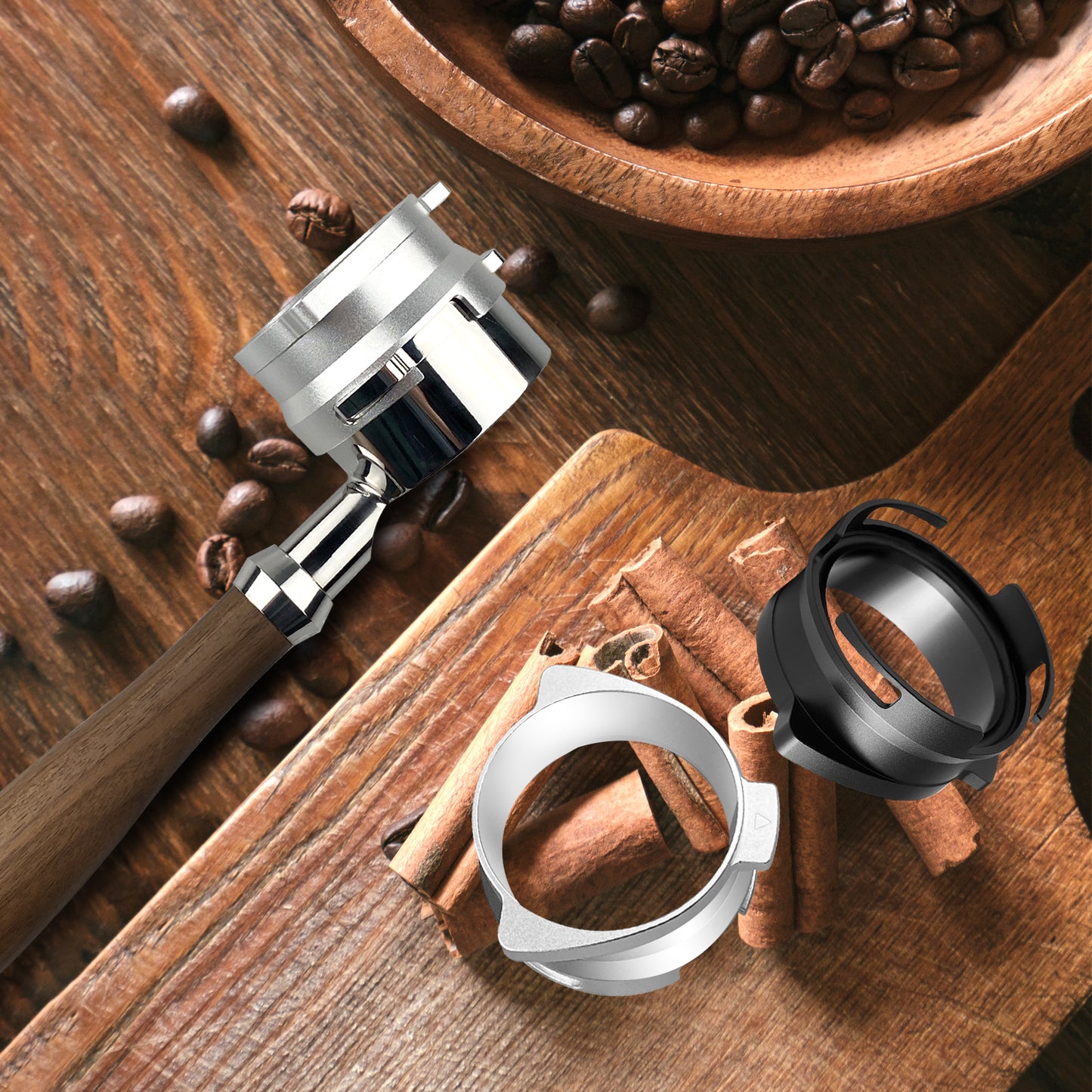 54mm Dosing Funnel, Portafilter Funnel for 54mm Portafilters, Espresso Dosing Funnel for Sage Breville Barista Express/Pro, Stainless Steel, Hands Free, Black