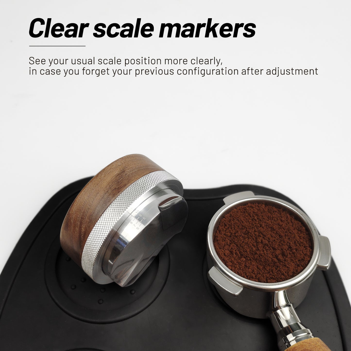 NOTSEK 51mm Coffee Distributor, Walnut Wood Espresso Distributor with Stainless Steel Base, Adjustable Depth Espresso Leveler, Coffee Distribution Tool for 51mm Portafilter